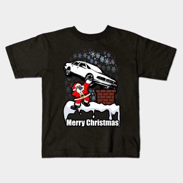 Dabbing Santa Clause Merry Impala Snowing Christmas Kids T-Shirt by Black Ice Design